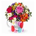 Mix de Flores Colorido na Caneca Feliz Aniversário Giuliana Flores