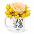 Flores Secas e Rosa Encantada Champanhe na Caneca Gratidão