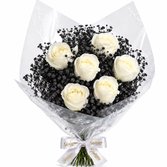Buquê Ônix com 6 Rosas Brancas
