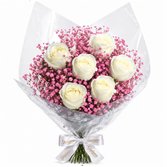 Buquê Morganita com 6 Rosas Brancas