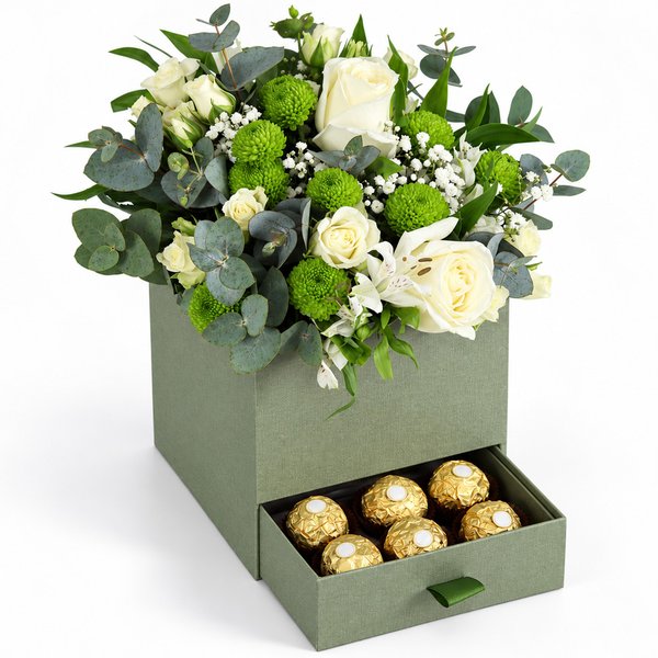 Mix de Flores e Ferrero Rocher na Caixa de Encantos