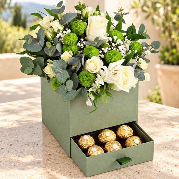 Mix de Flores e Ferrero Rocher na Caixa de Encantos
