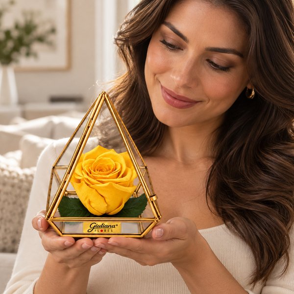 Pirâmide de Rosa Encantada Amarela