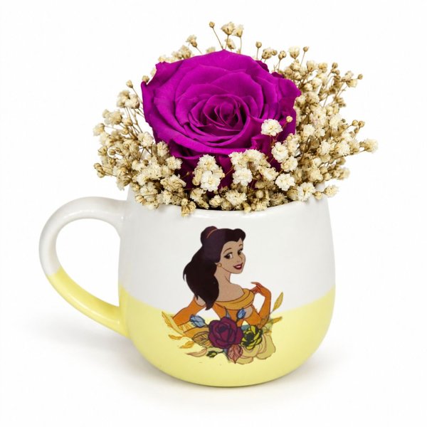 Caneca A Bela e A Fera com Rosa Encantada Púrpura
