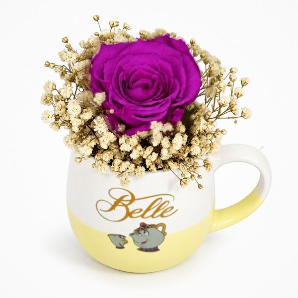 Caneca A Bela e A Fera com Rosa Encantada Púrpura