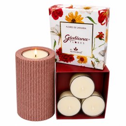 Imagem de Castiçal e 4 Mini Velas Aromáticas de Lavanda - Encontro Floral