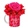 Flores Secas e Rosa Encantada Pink na Caneca Love is in The Air