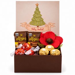 Imagem de Caixa Presente com Ferrero Rocher e Bombons Lindt - Feliz Natal