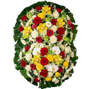 Imagem de Coroa Dupla Luxo Branca Rosas e Orquídeas