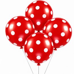 Imagem de Kit 4 Balões para Festa Vermelhos com Bolinhas