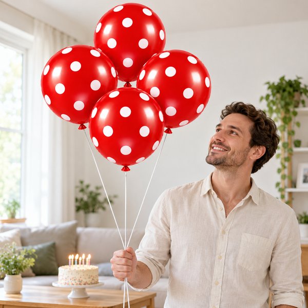 Kit 4 Balões para Festa Vermelhos com Bolinhas