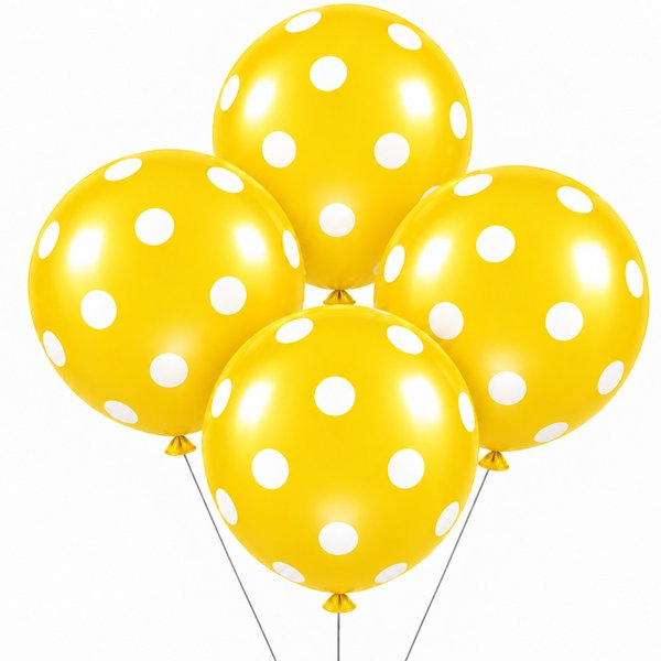Kit 4 Balões para Festa Amarelos com Bolinhas
