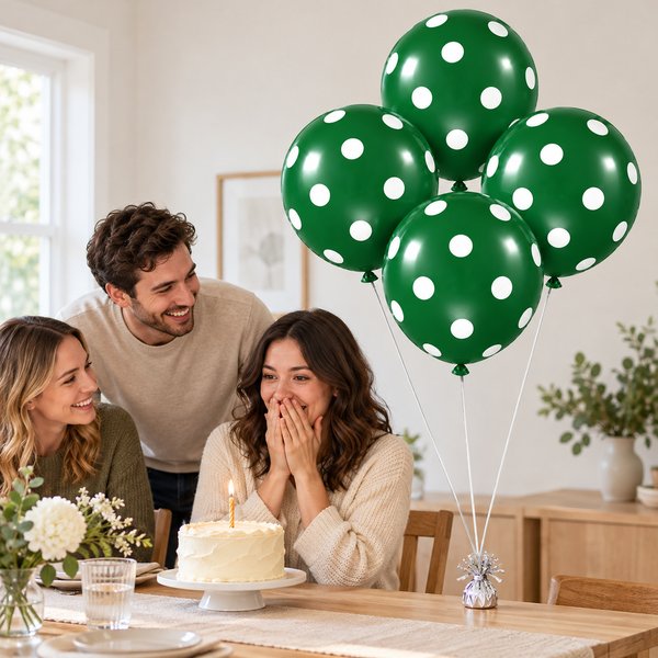 Kit 4 Balões para Festa Verdes com Bolinhas