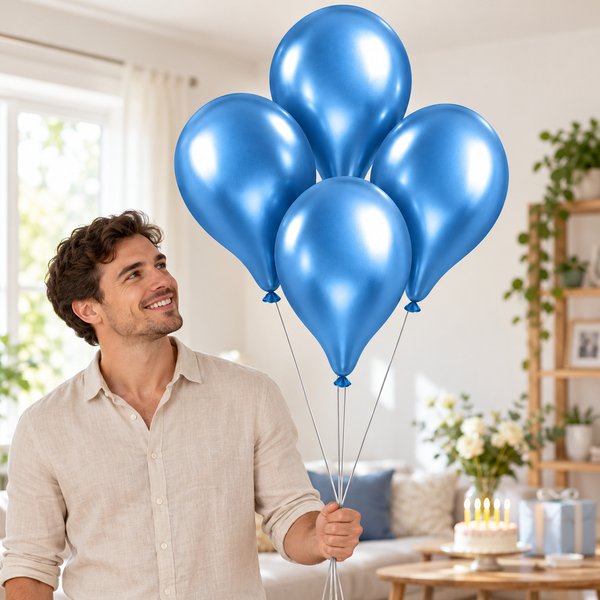 Kit 4 Balões para Festa Azuis Metalizados
