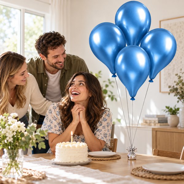 Kit 4 Balões para Festa Azuis Metalizados