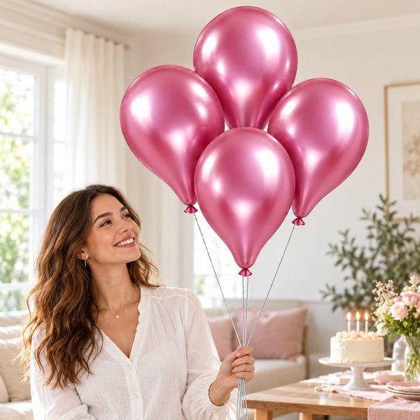 Kit 4 Balões para Festa Rosa Metalizados