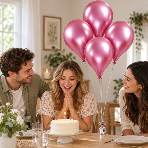 Kit 4 Balões para Festa Rosa Metalizados