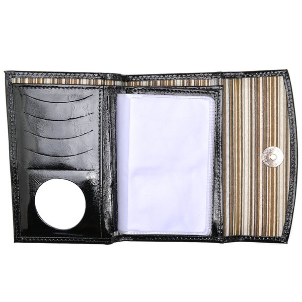 Carteira de Couro Media Preta Verniz Hendy Bag