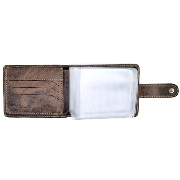 Carteira de Couro Hendy Bag Caramelo Estonada com Botão