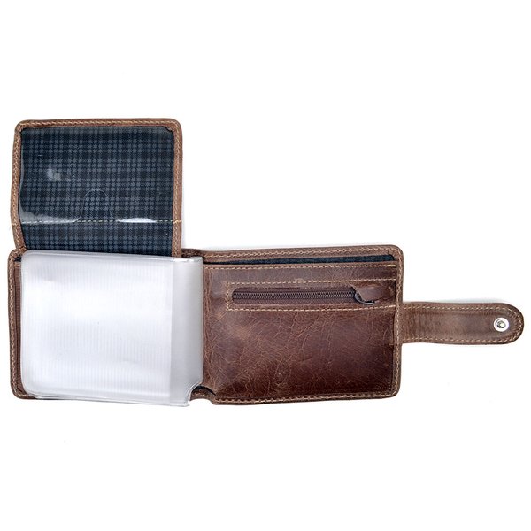 Carteira de Couro Hendy Bag Caramelo Estonada com Botão
