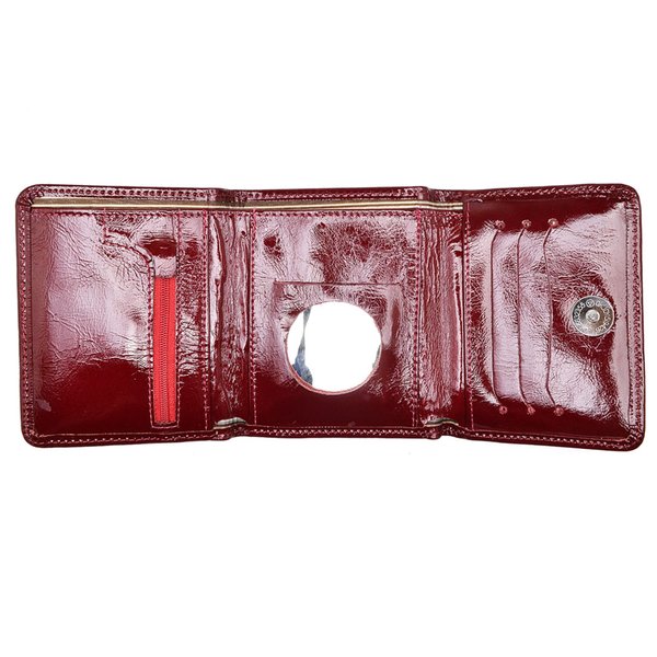Carteira de Couro Menor Hendy Bag Vermelho Fechado Verniz sem plastico