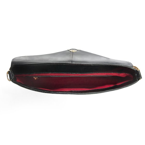 BOLSA TIRACOLO EM COURO PRETO VERNIZ ENVELOPE HENDY BAG
