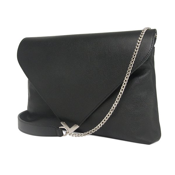 BOLSA TIRACOLO EM COURO PRETO ENVELOPE HENDY BAG