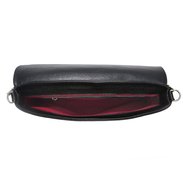 BOLSA TIRACOLO EM COURO PRETO ENVELOPE HENDY BAG
