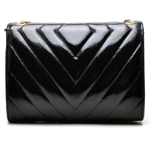 Bolsa Matelasse Hendy Bag com Tampa Couro Preto Verniz