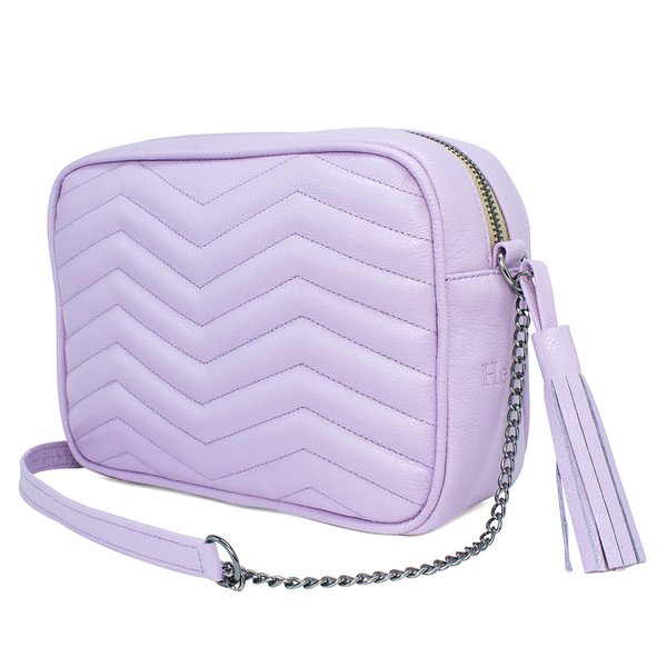 Bolsa de Couro Hendy Bag Violeta Transversal Quadrada