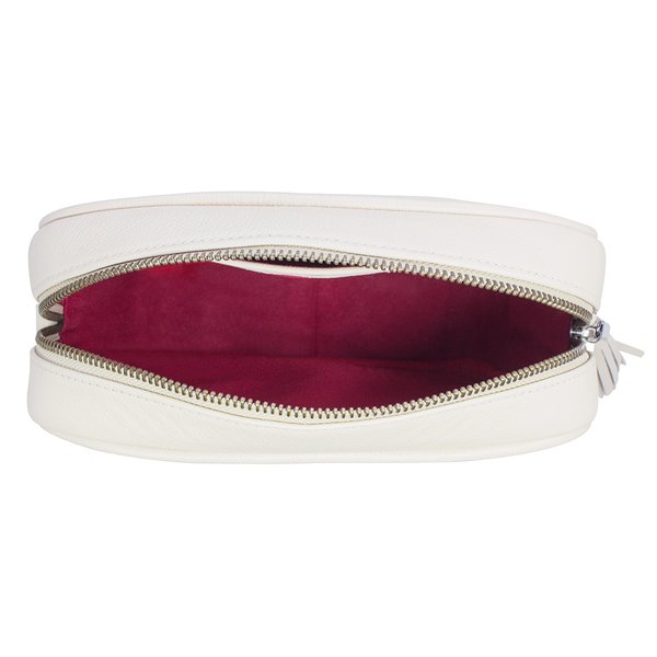 Bolsa de Couro Hendy Bag Off White Transversal Quadrada