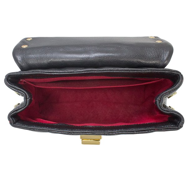 Bolsa de Couro Mini Preta com corrente Hendy Bag