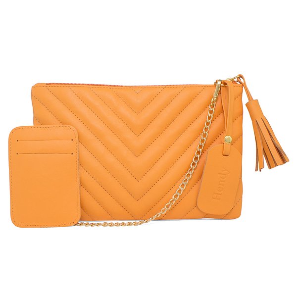 Bolsa Couro Laranja Fina Hendy Bag