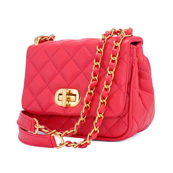 Bolsa de Couro Mini Vermelha com corrente Hendy Bag