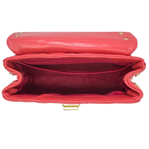 Bolsa de Couro Mini Vermelha com corrente Hendy Bag