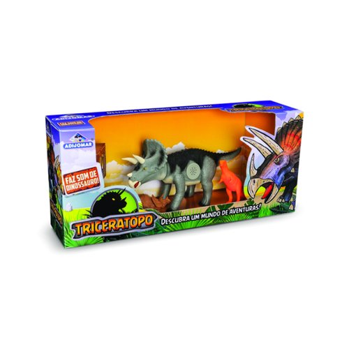 Dinossauro Triceratopo Com Som 6 Peças - Adijomar - Verde