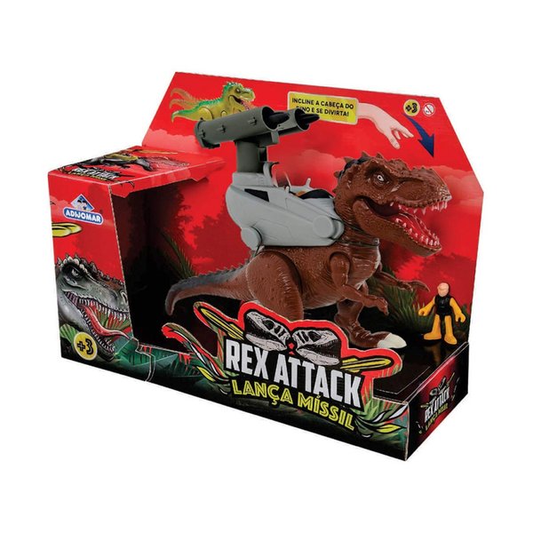 Dinossauro Rex Attack Lança Missil - Adijomar - Marrom