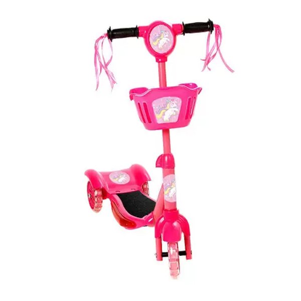 Patinete Scooter com Luz e Som - Art Brink - Rosa