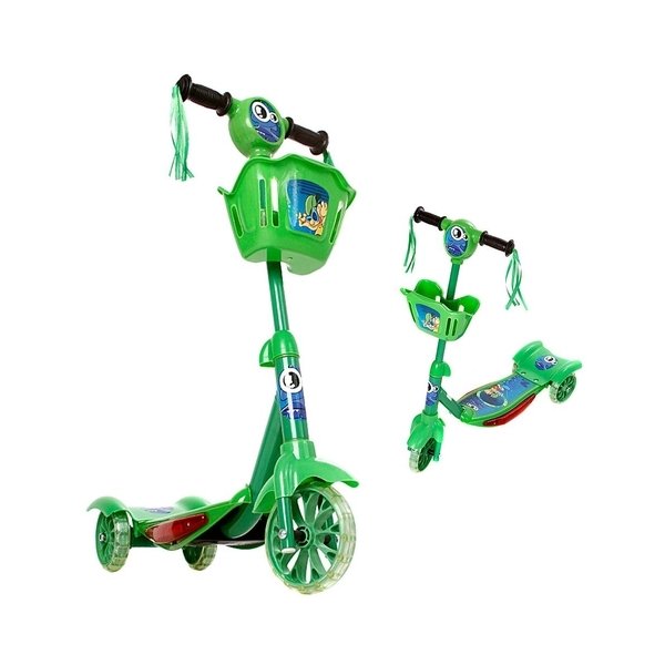 Patinete Scooter com Luz e Som - Art Brink - Verde