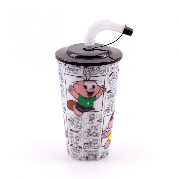 Copo 3D com Canudo Dobrável Quadrinhos Turma da Mônica 550ml - Tasco Inport