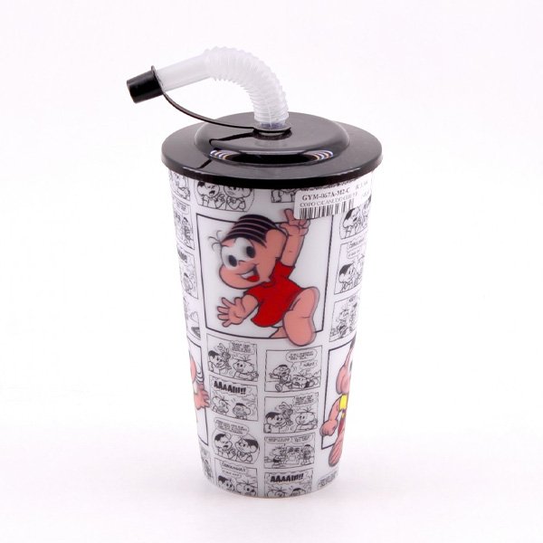 Copo 3D com Canudo Dobrável Quadrinhos Turma da Mônica 550ml - Tasco Inport