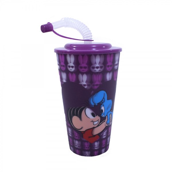 Copo 3D Com Canudo Dobrável Mônica Turma Da Mônica 550ml - Tasco Inport