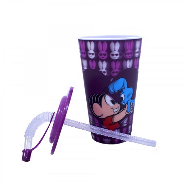 Copo 3D Com Canudo Dobrável Mônica Turma Da Mônica 550ml - Tasco Inport