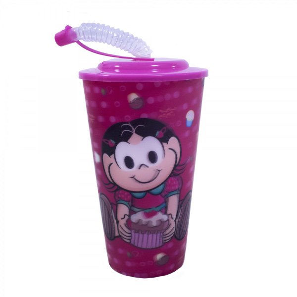 Copo 3D com Canudo Dobrável Magali Turma da Mônica 550ml - Tasco Inport