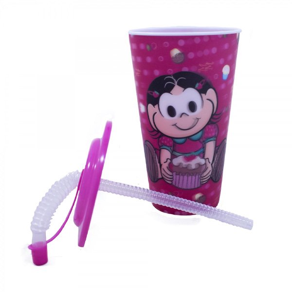 Copo 3D com Canudo Dobrável Magali Turma da Mônica 550ml - Tasco Inport