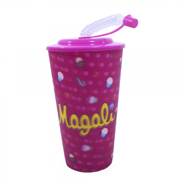 Copo 3D com Canudo Dobrável Magali Turma da Mônica 550ml - Tasco Inport