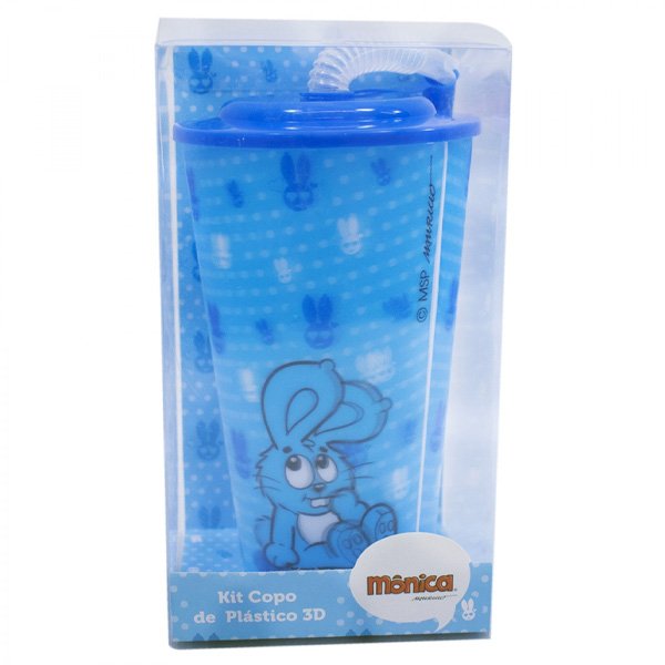 Copo 3D com Canudo Dobrável Sansão Turma da Mônica 550ml - Tasco Inport