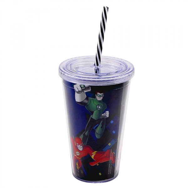 Copo com Canudo Personagens DC Comics 450ml - Tasco Inport