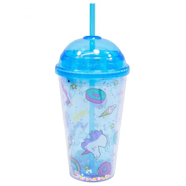Copo com Canudo Unicórnio 450ml - Tasco Inport