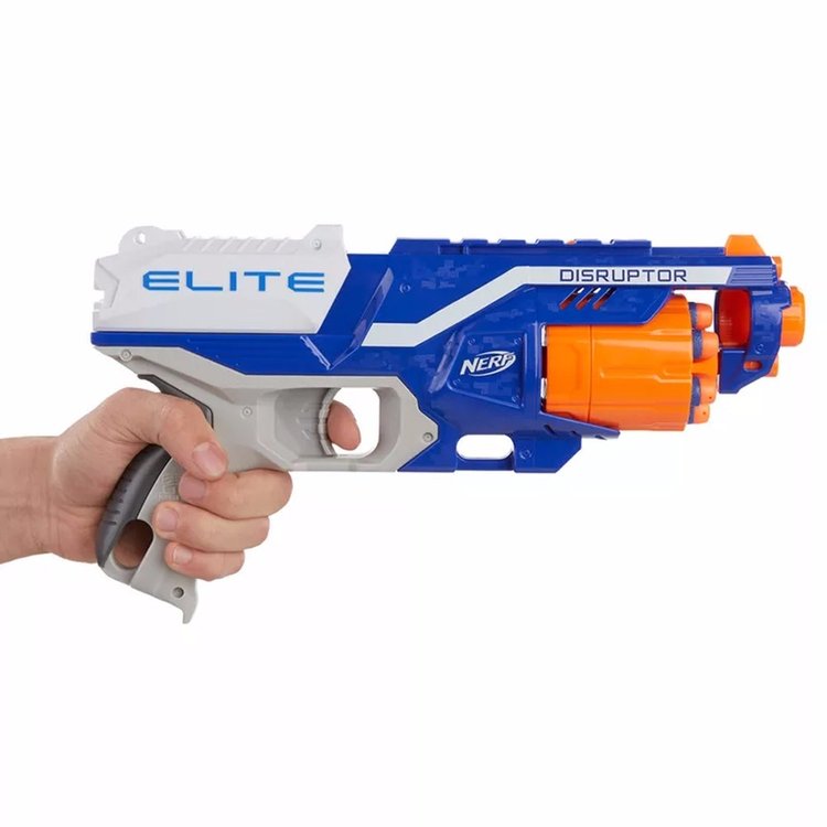 NERF Lança Dardos Elite Disrupter Vermelho Translúcido, com Tambor  Giratório - F2695 - Hasbro